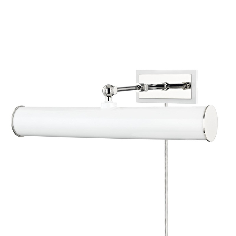 Mitzi HL263202-PN/WH Holly Two Light Picture Light With Plug, Polished Nickel/White