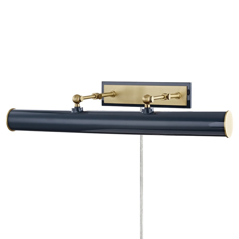Mitzi HL263203-AGB/NVY Holly Three Light Picture Light With Plug, Aged Brass/Navy