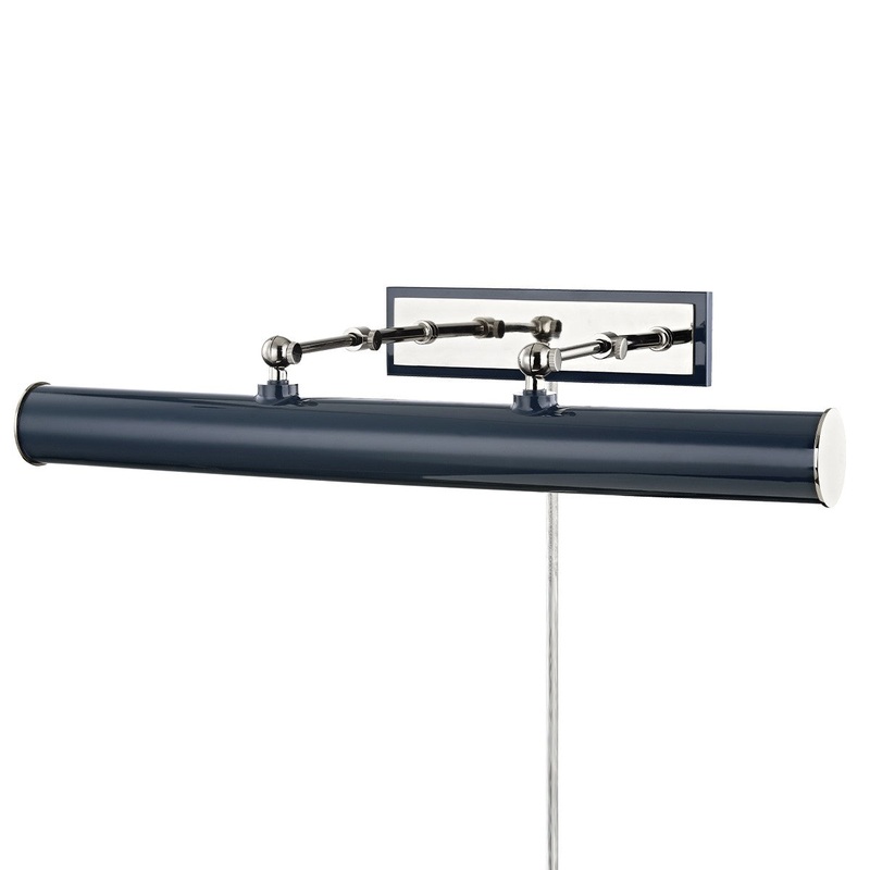 Mitzi HL263203-PN/NVY Holly Three Light Picture Light With Plug, Polished Nickel/Navy