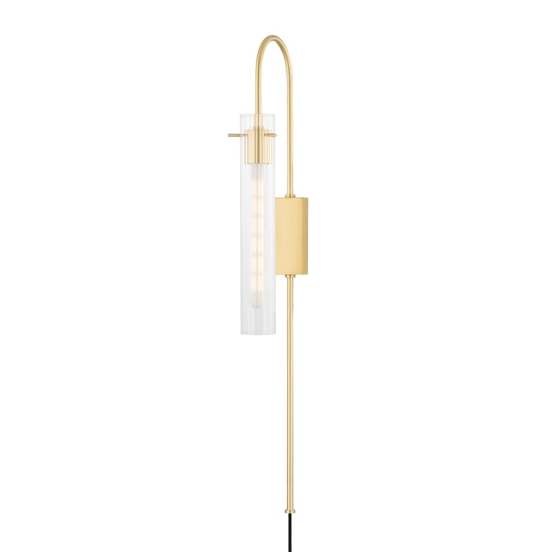 Mitzi HL527201-AGB Nettie One Light Wall Sconce With Plug, Aged Brass