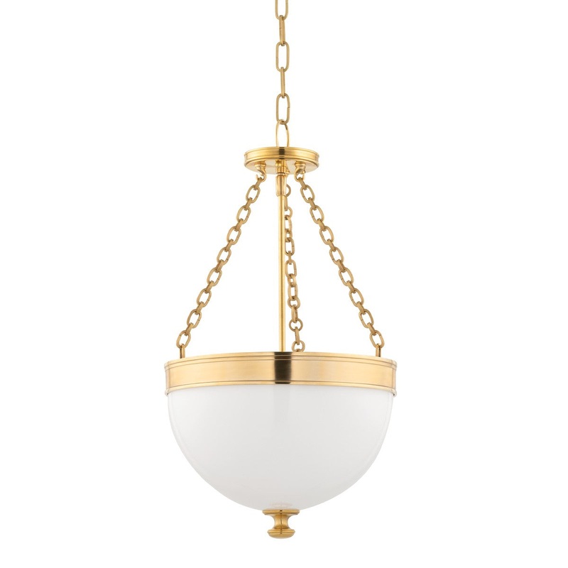 Hudson Valley 324-AGB Barrington Three Light Pendant, Aged Brass