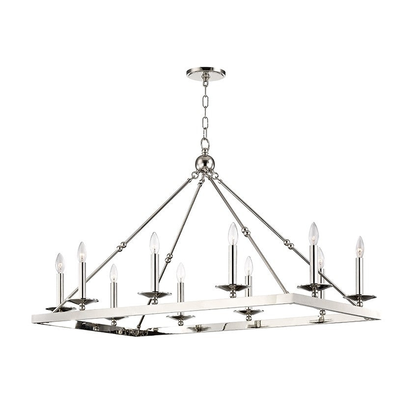 Hudson Valley 3244-PN Allendale Ten Light Chandelier, Polished Nickel (Discontinued)