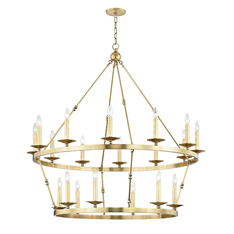 Hudson Valley 3247-AGB Allendale 20 Light Chandelier, Aged Brass