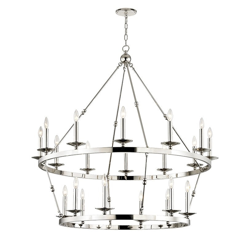 Hudson Valley 3247-PN Allendale 20 Light Chandelier, Polished Nickel