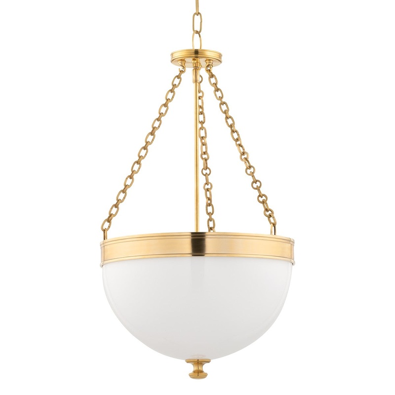 Hudson Valley 327-AGB Barrington Three Light Pendant, Aged Brass (Discontinued)