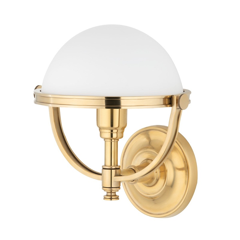 Hudson Valley 3301-AGB Stratford One Light Wall Sconce, Aged Brass