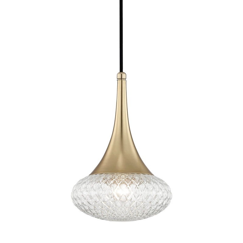 Mitzi H114701C-AGB Bella One Light Pendant, Aged Brass
