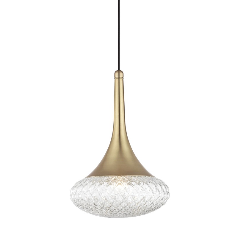 Mitzi H114701D-AGB Bella One Light Pendant, Aged Brass