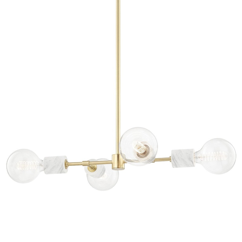 Mitzi H120704-AGB Asime Four Light Pendant, Aged Brass
