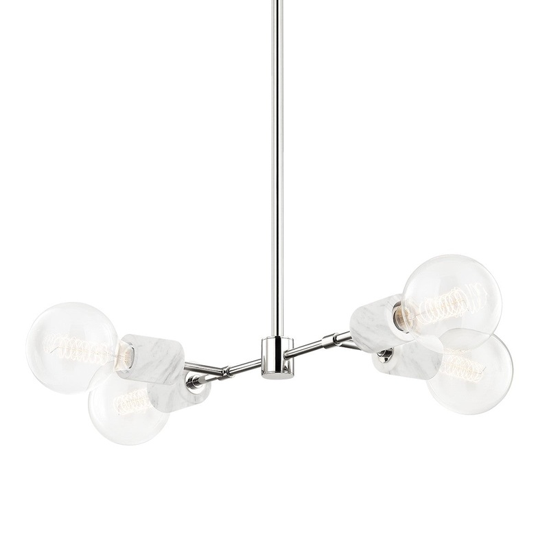 Mitzi H120704-PN Asime Four Light Pendant, Polished Nickel