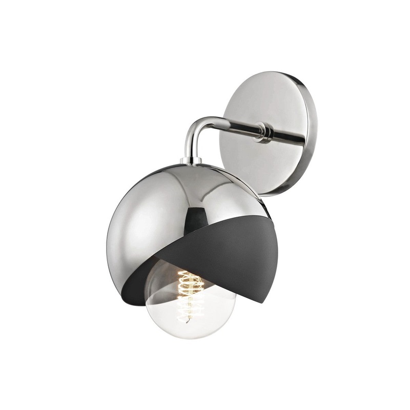 Mitzi H168101-PN/BK Emma One Light Wall Sconce, Polished Nickel/Black