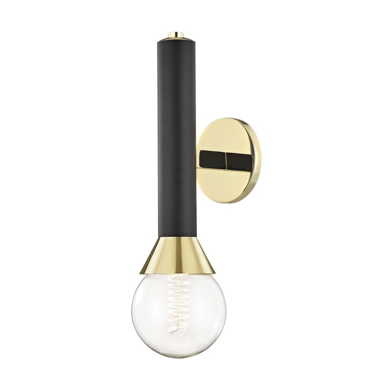 Mitzi H169101-PB/BK Via One Light Wall Sconce, Polished Brass/Black
