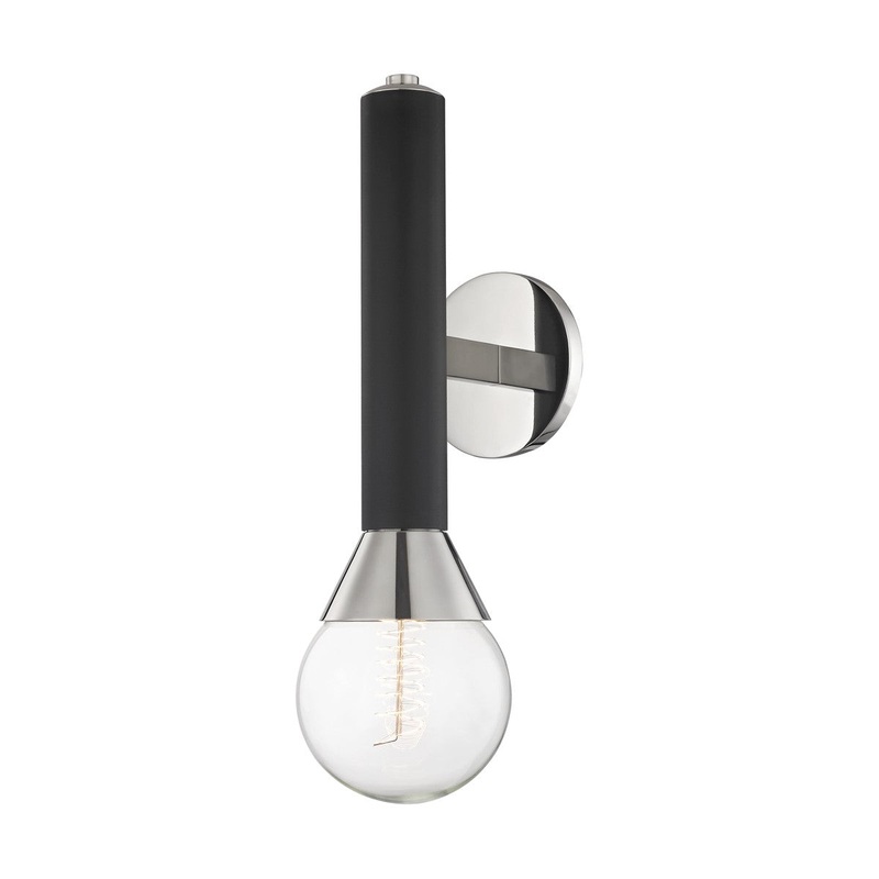 Mitzi H169101-PN/BK Via One Light Wall Sconce, Polished Nickel/Black