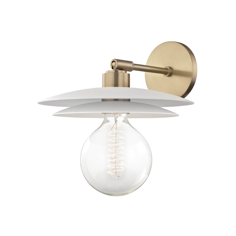 Mitzi H175101L-AGB/WH Milla One Light Wall Sconce, Aged Brass/Soft Off White