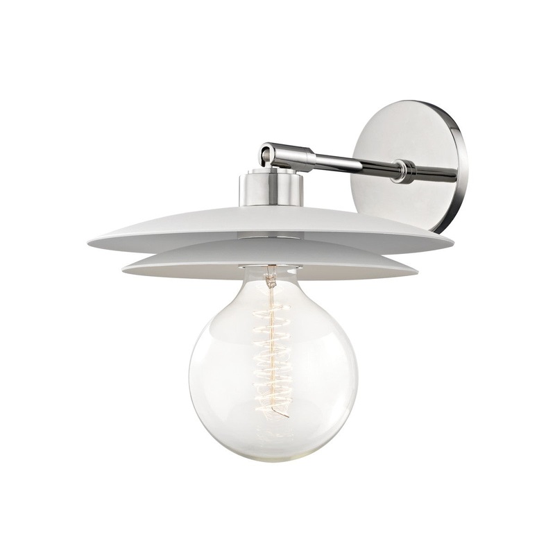 Mitzi H175101L-PN/WH Milla One Light Wall Sconce, Polished Nickel/White