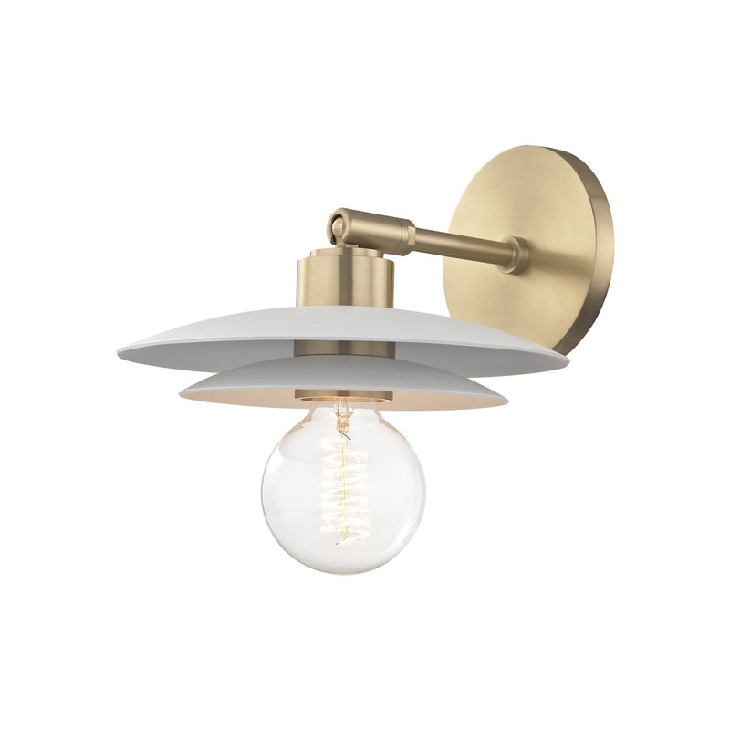 Mitzi H175101S-AGB/WH Milla One Light Wall Sconce, Aged Brass/Soft Off White