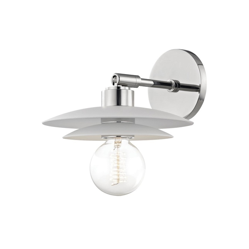 Mitzi H175101S-PN/WH Milla One Light Wall Sconce, Polished Nickel/White