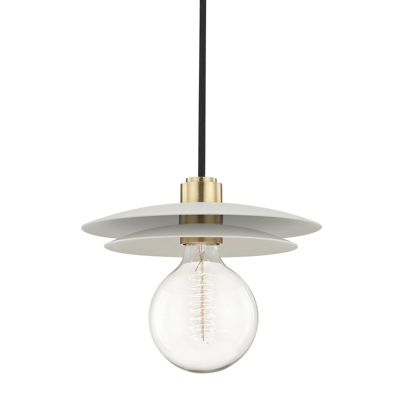 Mitzi H175701L-AGB/WH Milla One Light Pendant, Aged Brass/Soft Off White