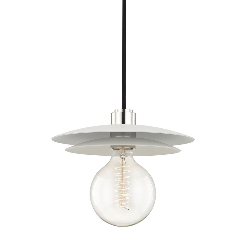 Mitzi H175701L-PN/WH Milla One Light Pendant, Polished Nickel/White