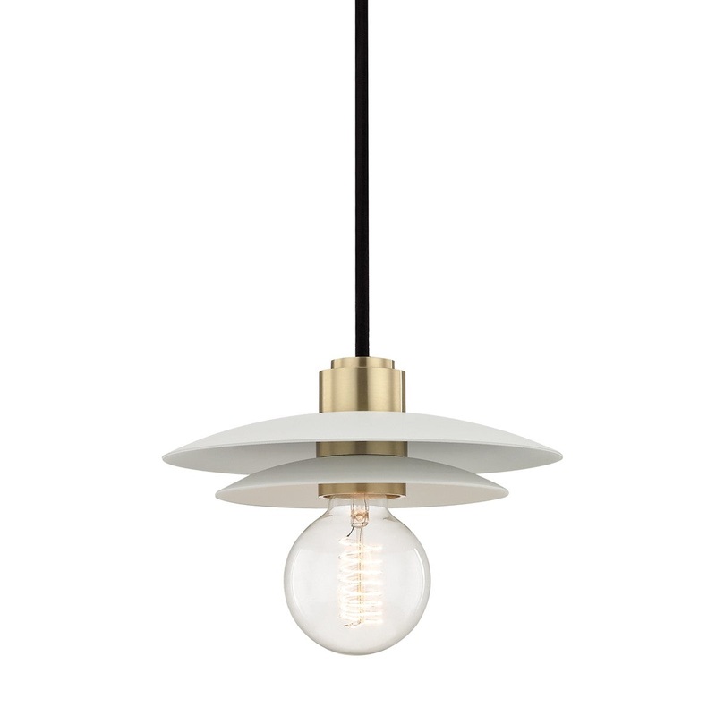 Mitzi H175701S-AGB/WH Milla One Light Pendant, Aged Brass/Soft Off White