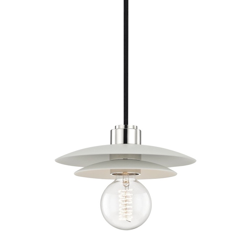 Mitzi H175701S-PN/WH Milla One Light Pendant, Polished Nickel/White