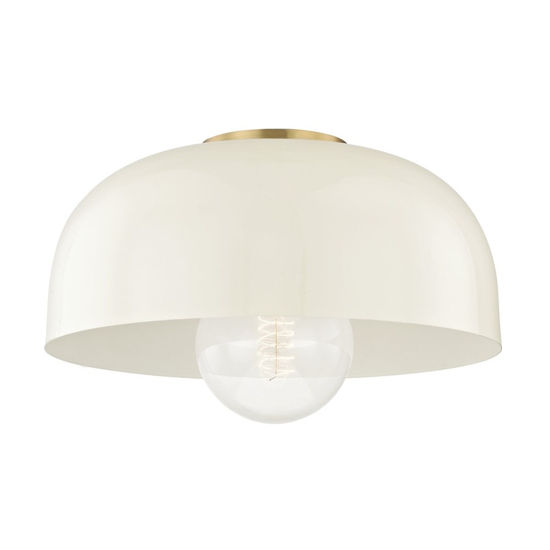 Mitzi H199501L-AGB/CR Avery One Light Semi Flush Mount, Aged Brass/Cream