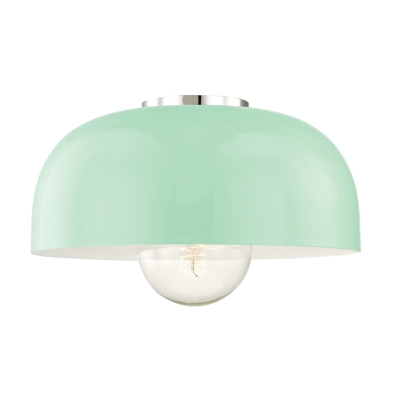 Mitzi H199501L-PN/MNT Avery One Light Semi Flush Mount, Polished Nickel/Mint