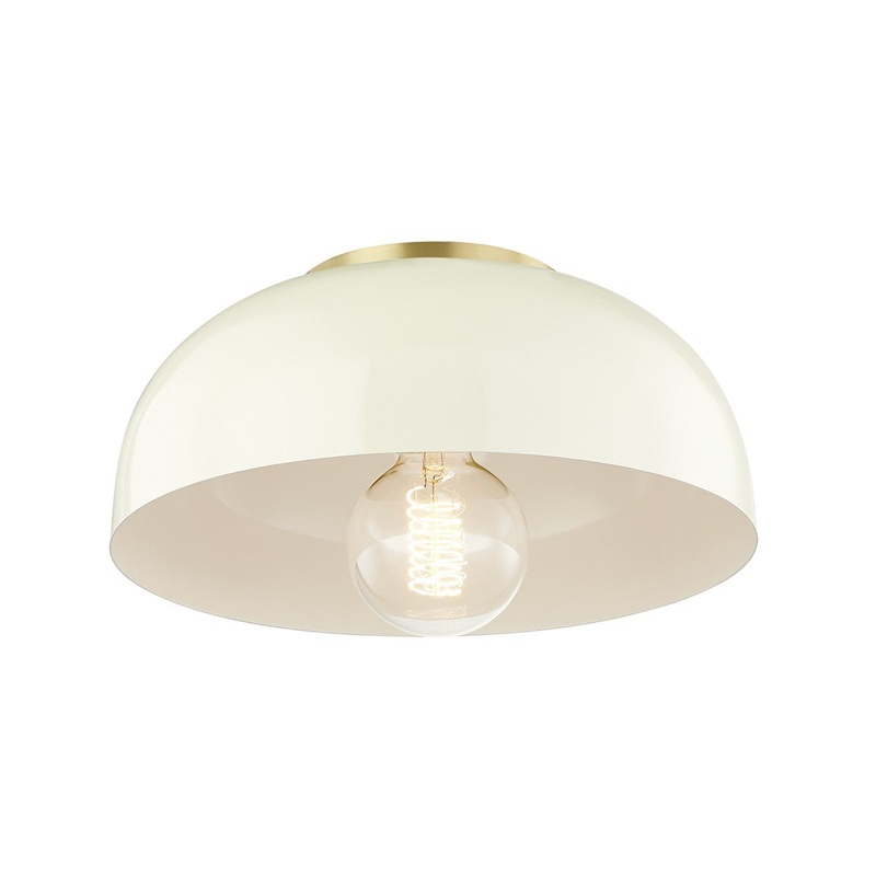 Mitzi H199501S-AGB/CR Avery One Light Semi Flush Mount, Aged Brass/Cream