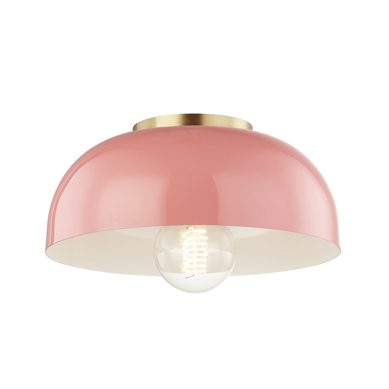 Mitzi H199501S-AGB/PK Avery One Light Semi Flush Mount, Aged Brass/Pink