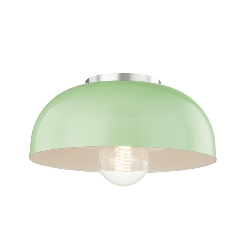 Mitzi H199501S-PN/MNT Avery One Light Semi Flush Mount, Polished Nickel/Mint