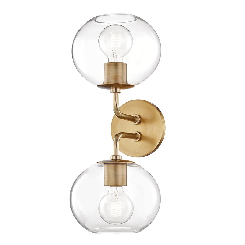 Mitzi H270102-AGB Margot Two Light Wall Sconce, Aged Brass