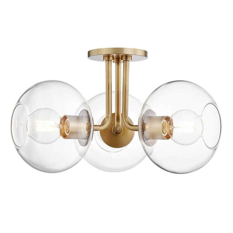 Mitzi H270603-AGB Margot Three Light Semi Flush Mount, Aged Brass