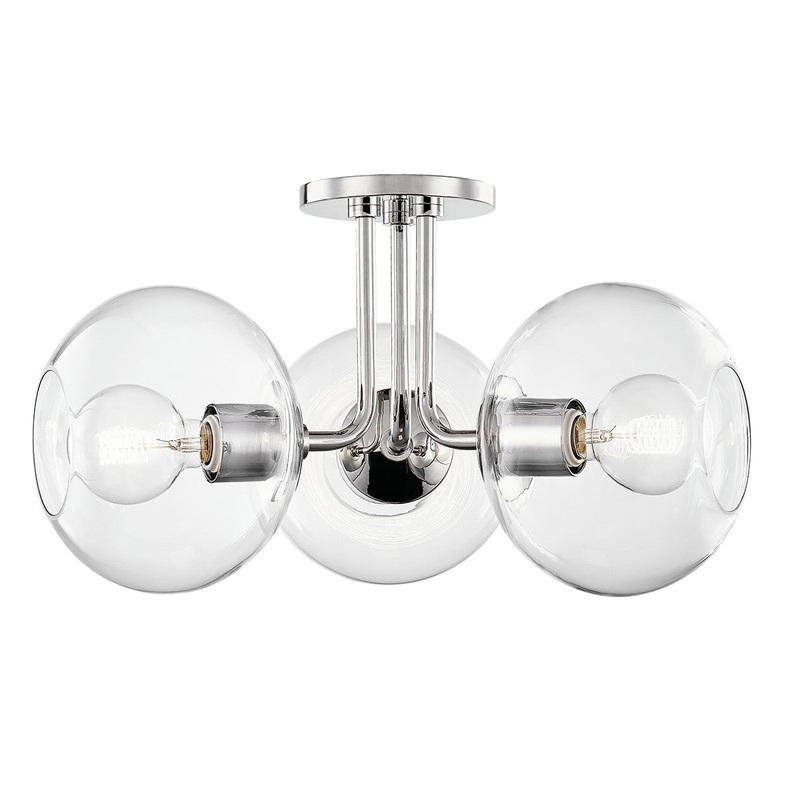 Mitzi H270603-PN Margot Three Light Semi Flush Mount, Polished Nickel