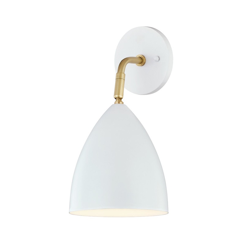 Mitzi H308101-AGB/WH Gia One Light Wall Sconce, Aged Brass/Soft Off White