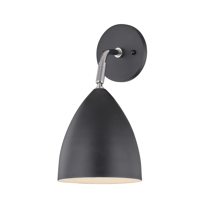 Mitzi H308101-PN/BK Gia One Light Wall Sconce, Polished Nickel/Black