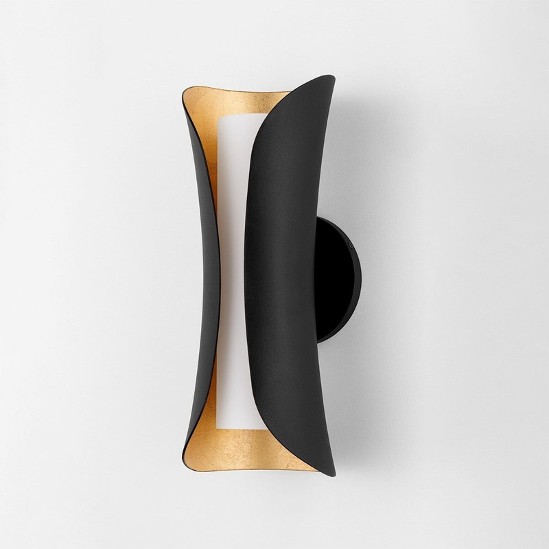 Mitzi H315102-GL/BK Josie Two Light Wall Sconce, Gold Leaf/Black