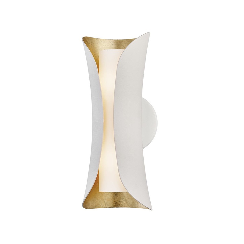 Mitzi H315102-GL/WH Josie Two Light Wall Sconce, Gold Leaf/White