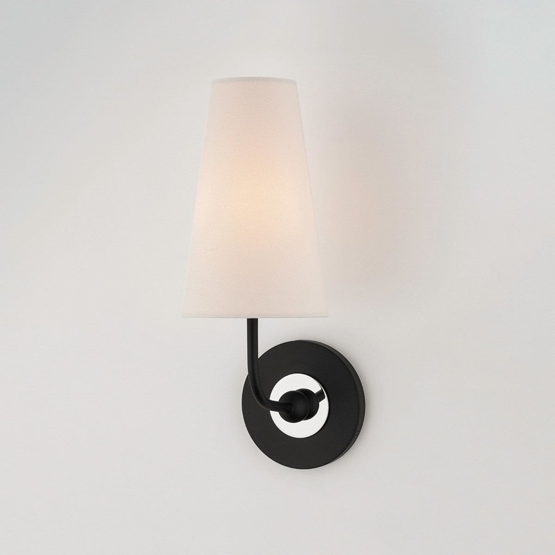 Mitzi H318101-PN/BK Merri One Light Wall Sconce, Polished Nickel/Black