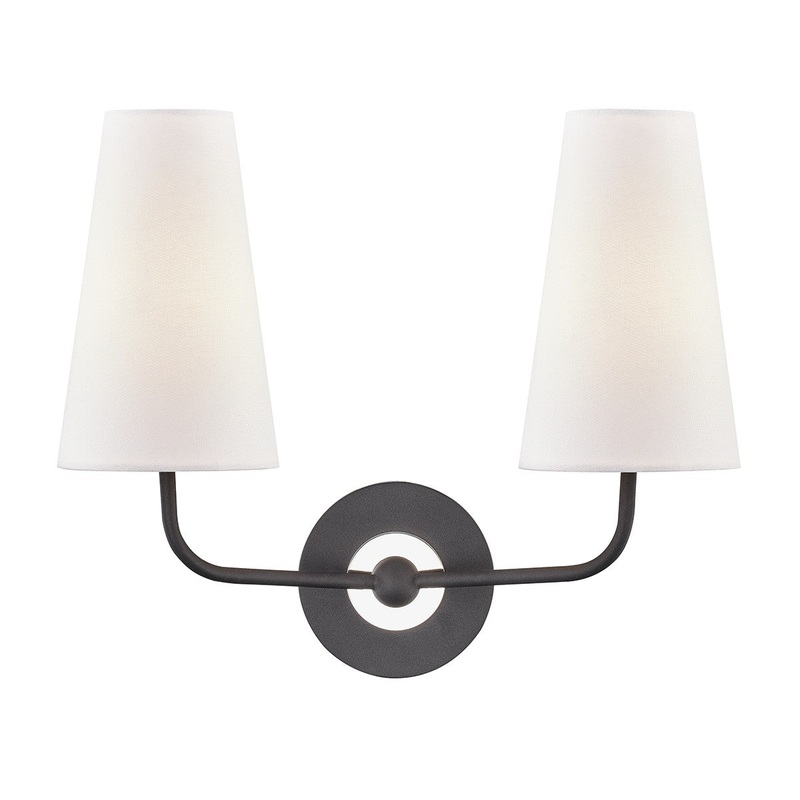 Mitzi H318102-PN/BK Merri Two Light Wall Sconce, Polished Nickel/Black