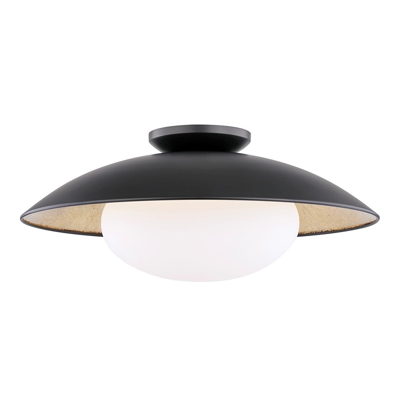 Mitzi H368601L-BLK/GL Cadence One Light Semi Flush Mount, Black Lustro/Gold Leaf Combo