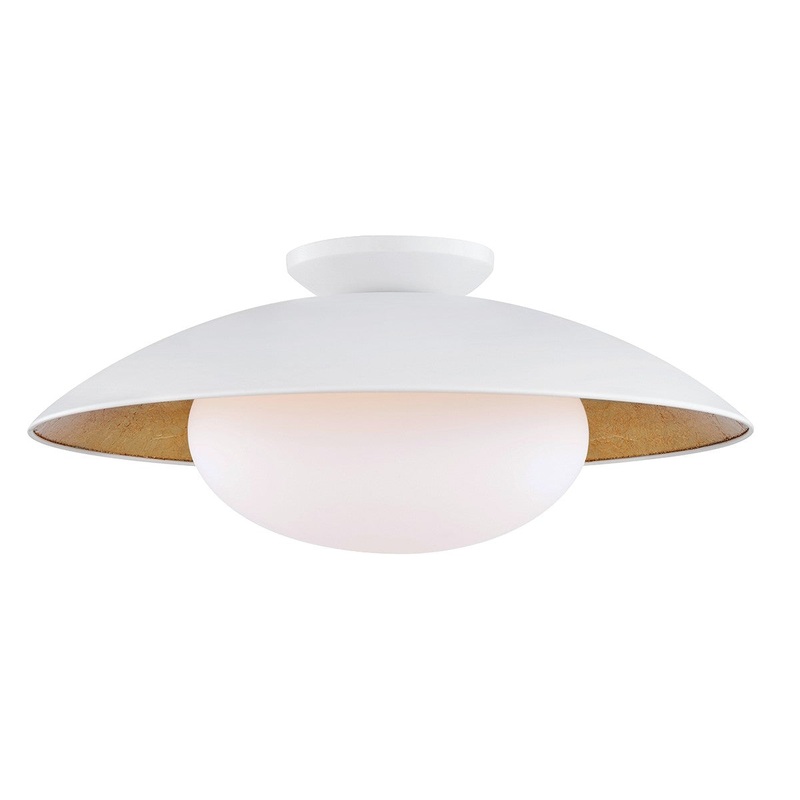 Mitzi H368601L-WH/GL Cadence One Light Semi Flush Mount, White Lustro/Gold Leaf Combo