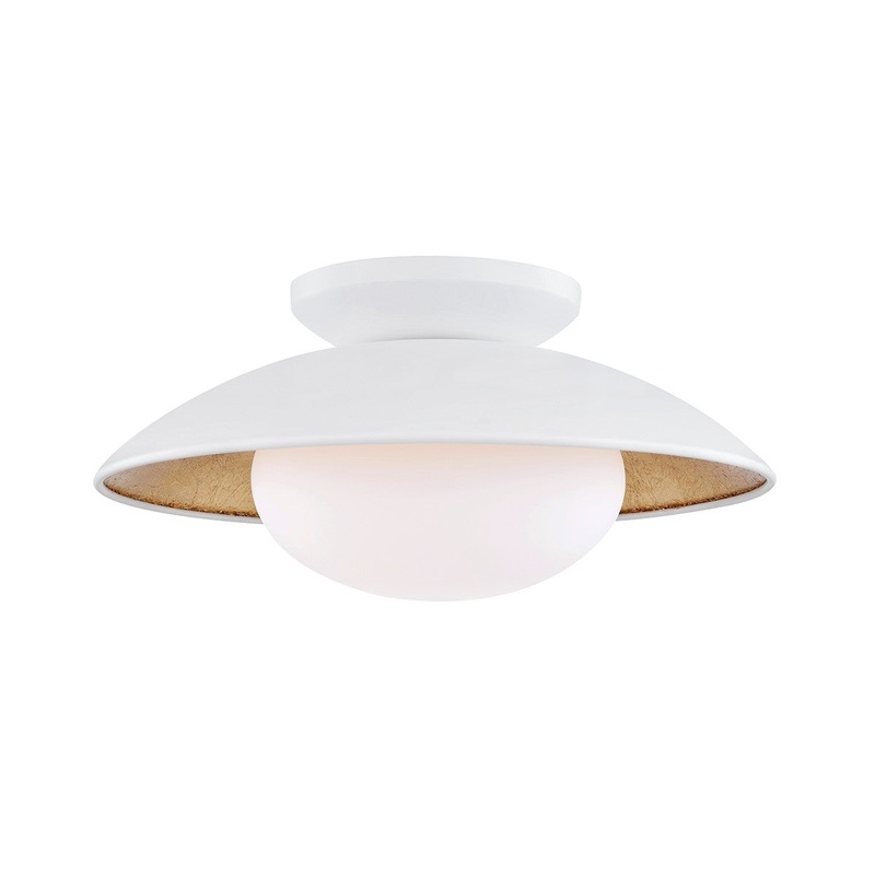 Mitzi H368601M-WH/GL Cadence One Light Semi Flush Mount, White Lustro/Gold Leaf Combo