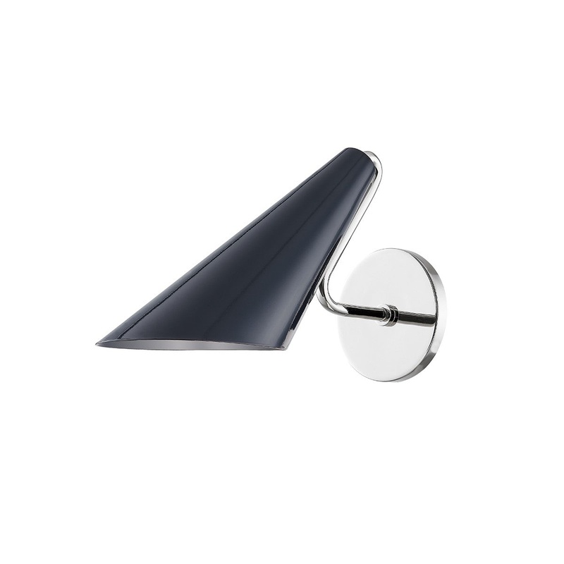 Mitzi H399101-PN/MBL Talia One Light Wall Sconce, Polished Nickel/Midnight Blue Combo
