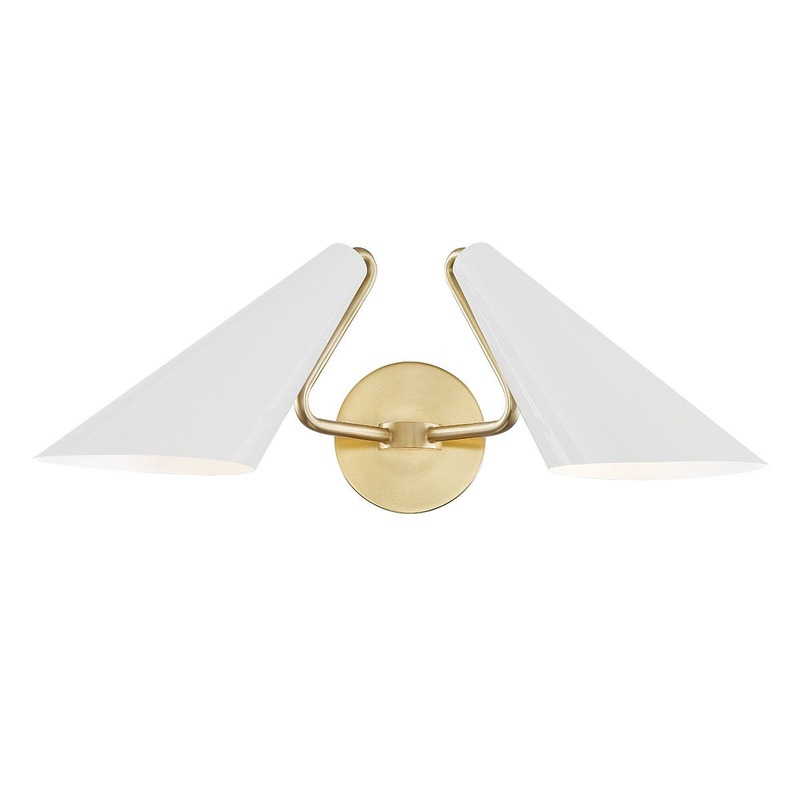 Mitzi H399102-AGB/DG Talia Two Light Wall Sconce, Aged Brass/Dove Gray Combo
