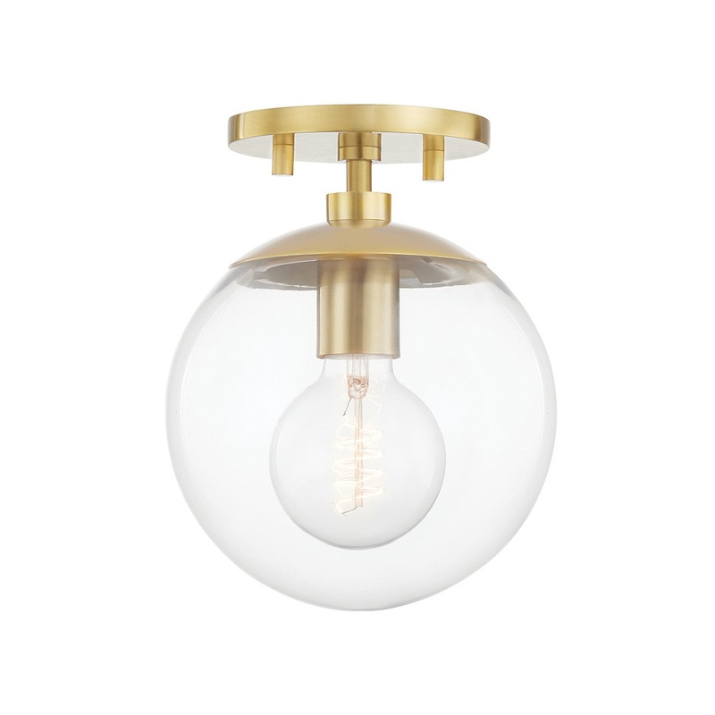 Mitzi H503601-AGB Meadow One Light Semi Flush Mount, Aged Brass