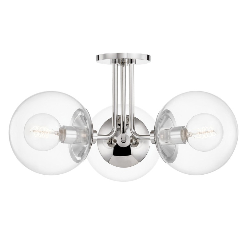Mitzi H503603-PN Meadow Three Light Semi Flush Mount, Polished Nickel