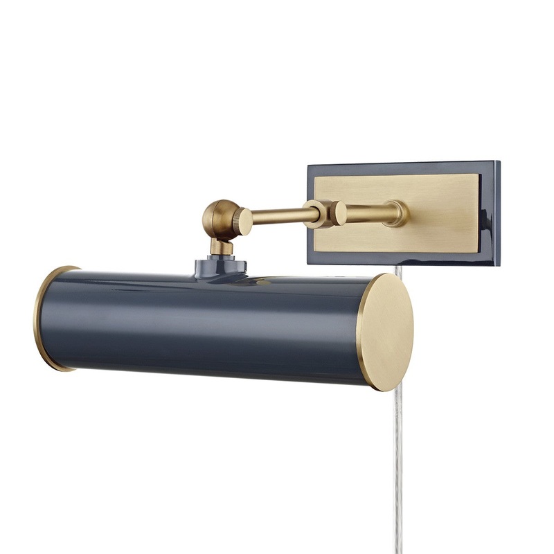 Mitzi HL263201-AGB/NVY Holly One Light Picture Light With Plug, Aged Brass/Navy