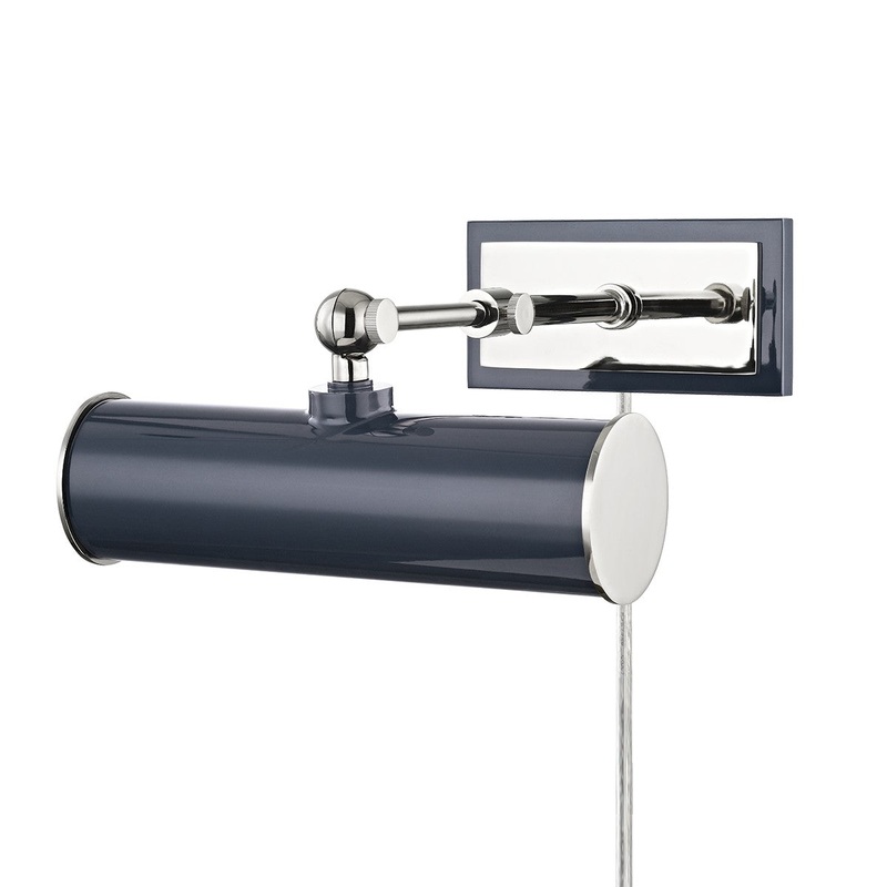 Mitzi HL263201-PN/NVY Holly One Light Picture Light With Plug, Polished Nickel/Navy
