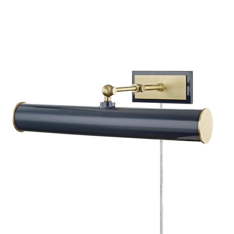 Mitzi HL263202-AGB/NVY Holly Two Light Picture Light With Plug, Aged Brass/Navy