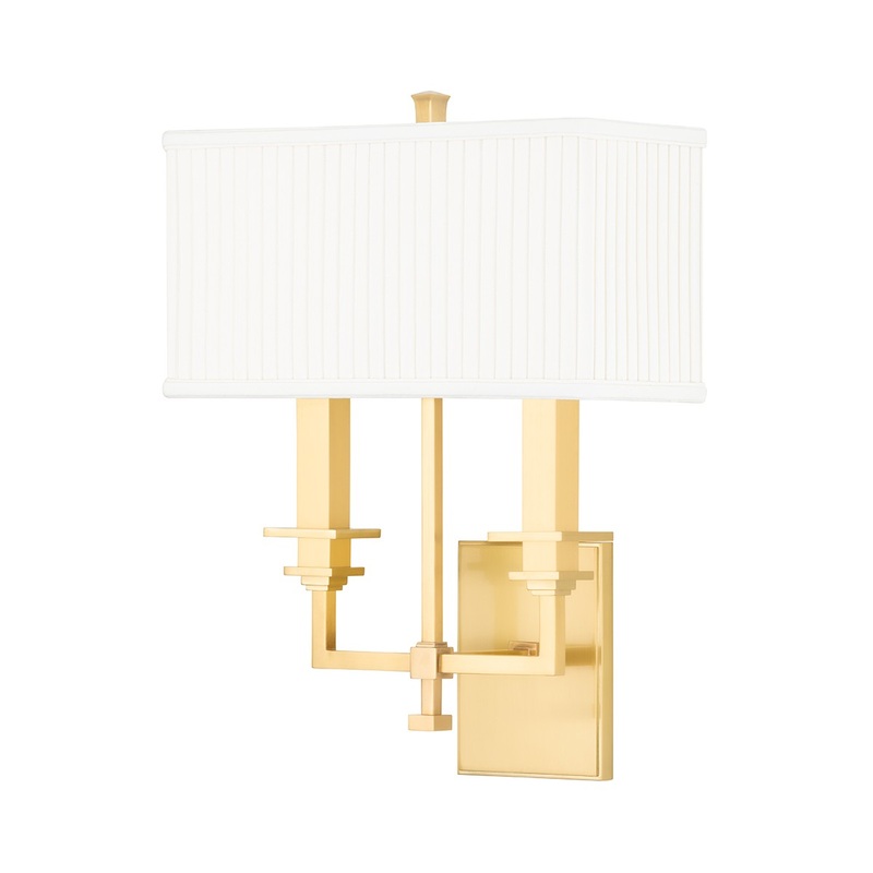 Hudson Valley 242-AGB Berwick Two Light Wall Sconce, Aged Brass (Discontinued)